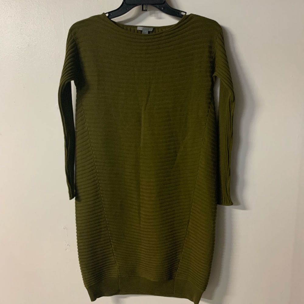 COS rib knit merino cocoon Dress olive green xs